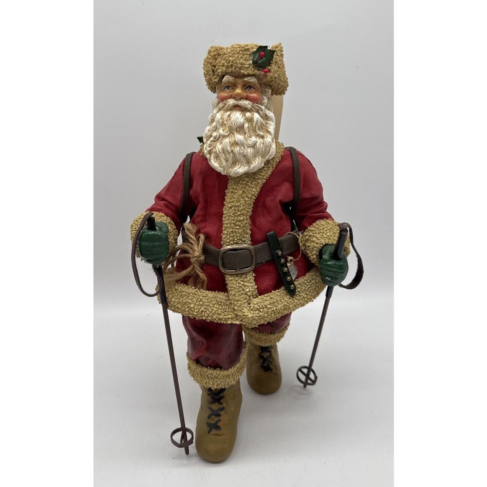 Vtg Midwest Of Cannon Farms Paper Mache Cross Country Skiing Santa 10” Has Flaws